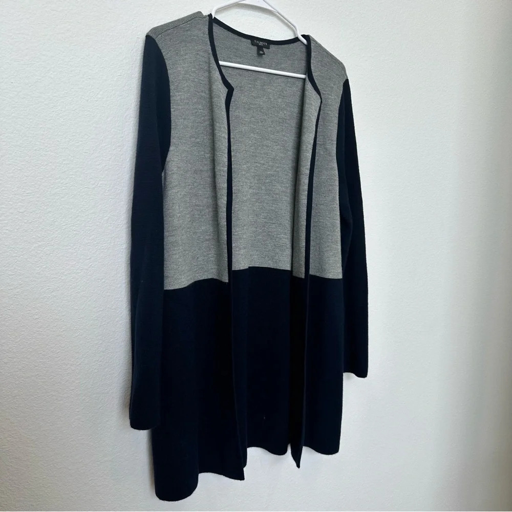 Talbots Color Block Wool Blend Longline Cardigan … - image 2